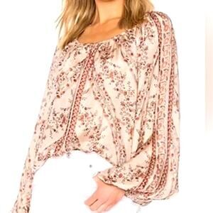 Mes Demoiselle 100% silk boho flowy Borat blouse size 2, Perfect! Retail $300+